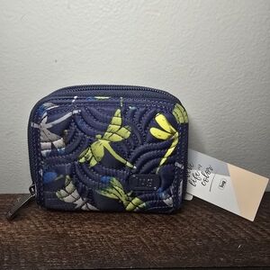 Lug Splits Compact RFID Wallet Zip Around Card Organizers Coin Pouch Dragonfly